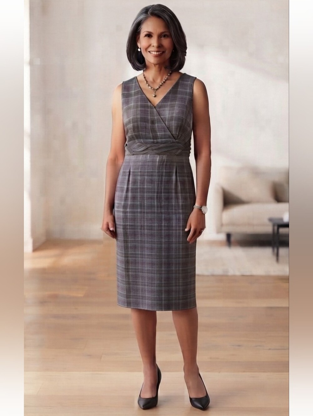 Sag Harbour Grey Plaid Dress  Size 12P